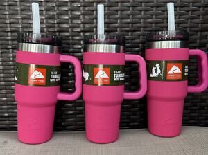 New Ozark Trail 18 oz Insulated Stainless Steel Tumbler W/ Handle Pink BPA Free